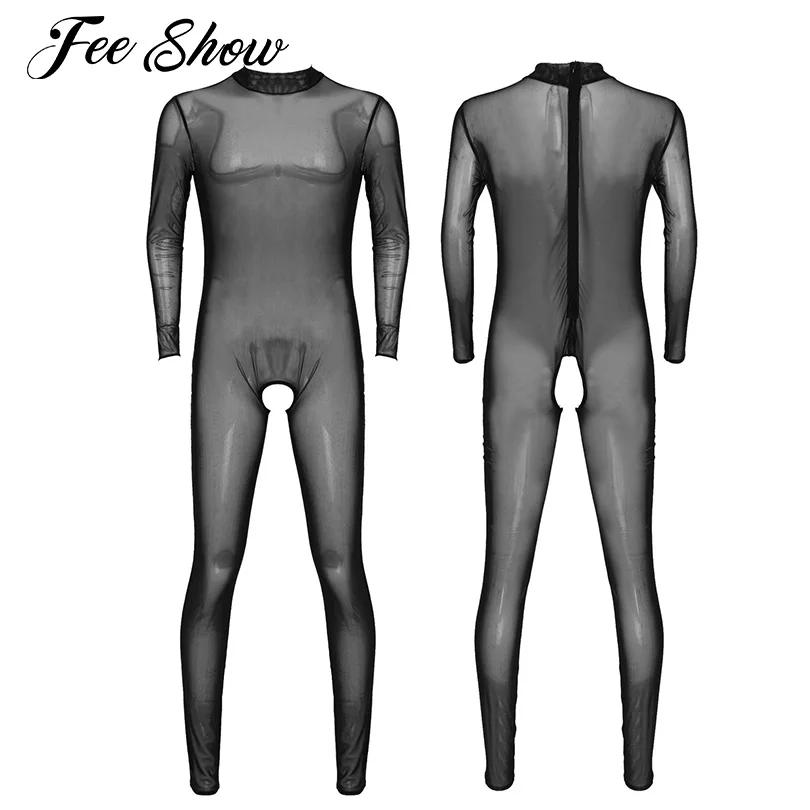 Комбинезон сетчатый мужской прозрачный с длинным рукавом | Тематическая одежда и