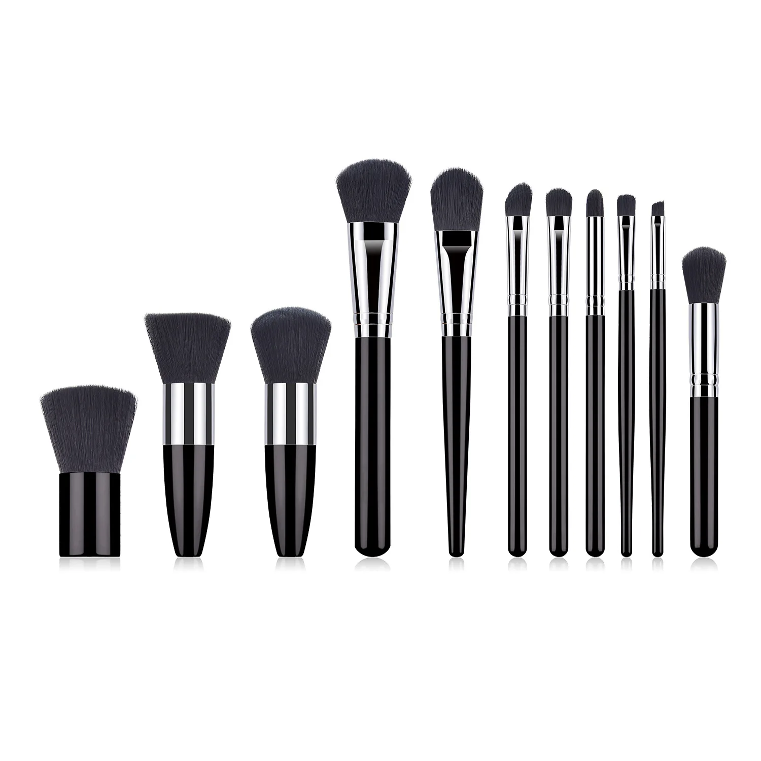 

11pcs Wood Handle Black Professional Makeup Tools Concealer Blusher Eye Shadow Face Makeup Brush Set