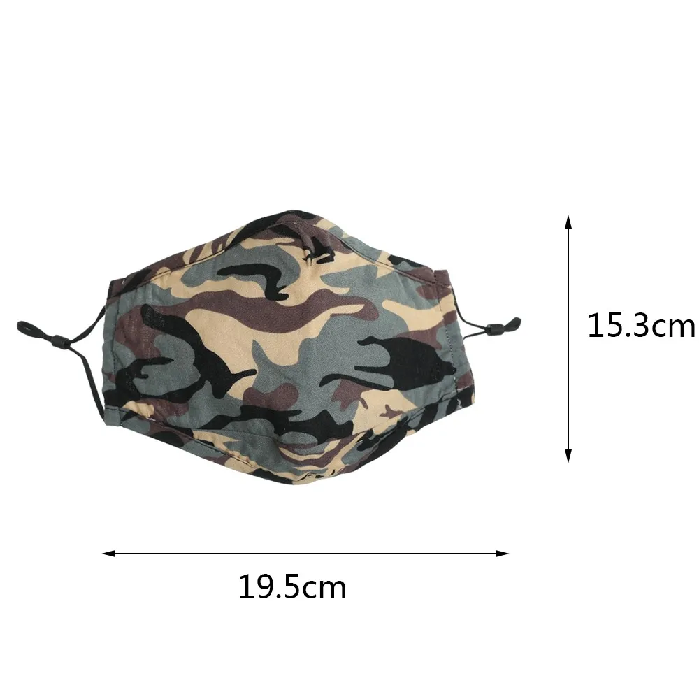 

5PCS Adult Reusable Camouflage Mouth Mask Windproof Anti Haze Face Mask PM2.5 Filter Mask With Mask Gasket Adjustable Masque
