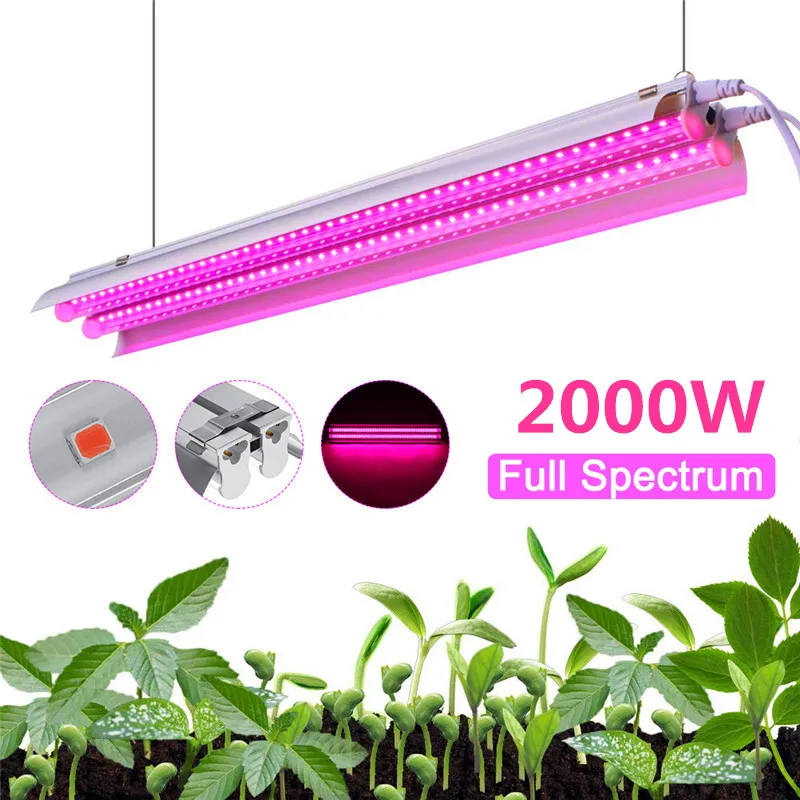 

96 светодиодных светильников для выращивания растений, 50 см, двойная трубка, 2000 Вт, внутренняя Светодиодная лампа для выращивания растений, к...