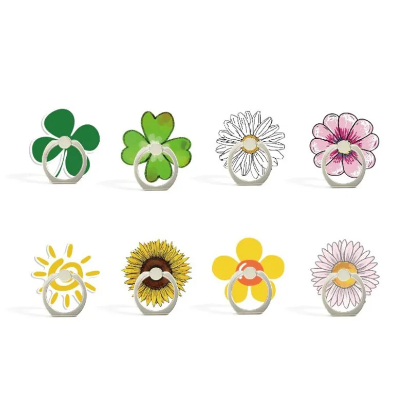 Cartoon Sunflower Lucky Flower Phone Finger Ring Mobile Phone Stand Holder For iPhone Huawei Acrylic Phone Holder All Smartphone