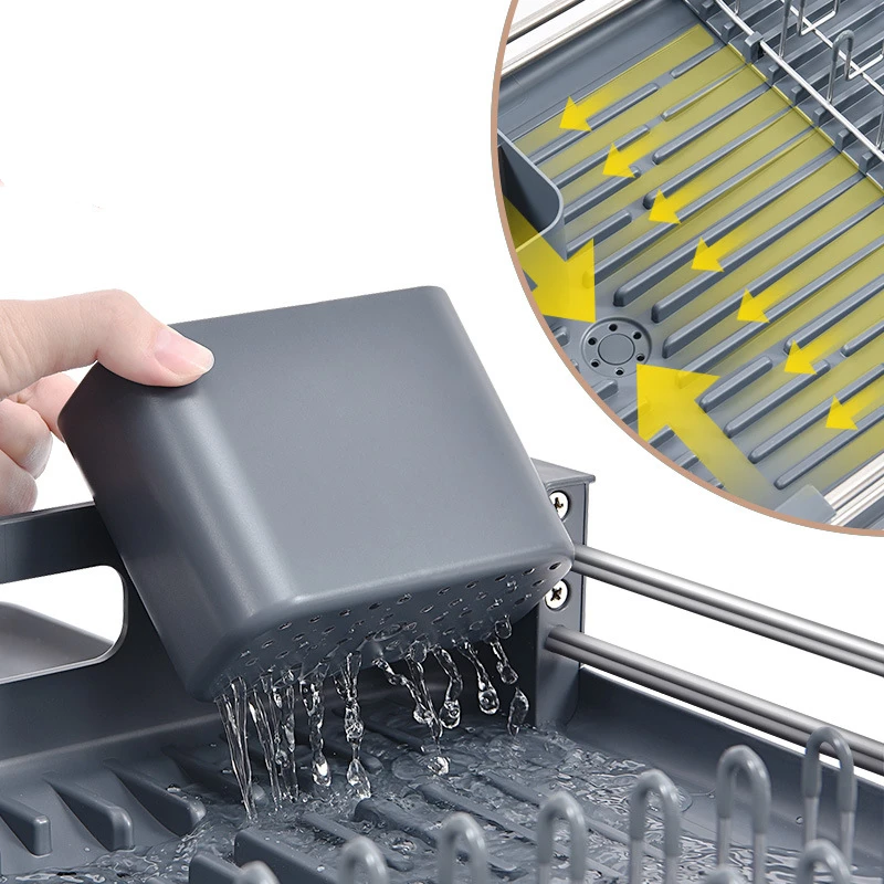 adjustable 304 stainless steel kitchen dish drying rack plates organizer drainer dinnerware cutlery storage container holder free global shipping