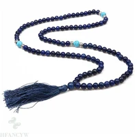 6mm lazuli turquoise gemstone 108 beads mala necklace handmade reiki energy veins spirituality buddhism grade tassel bless