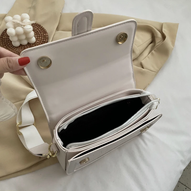 

Women Shoulder Bag Fashion Square HandBag Solid Color Flap Crossbody Bag Stone Pattern Messenger Bag Adjustable Shoulder Strap