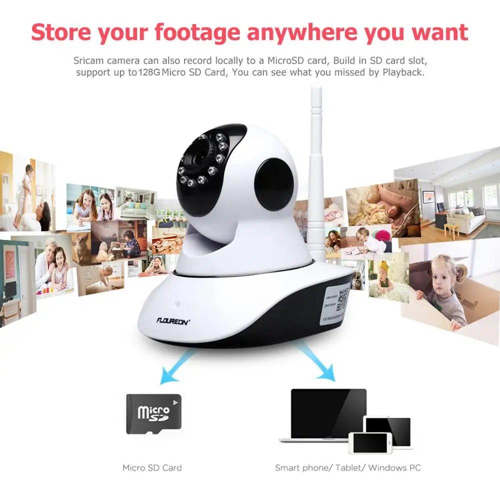 Floureon новая 720P беспроводная WiFi камера видеонаблюдения IP Двусторонняя аудио H.264