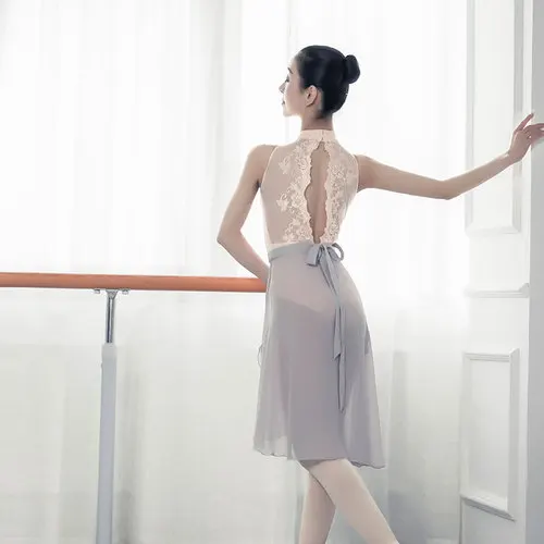 Gray only skirts Профессиональные взрослые Средние длинные шифоновые балетные юбки женские лирические мягкие кружевные балетные платья танцевальные костюмы балерины - Цвет: Gray only skirts
