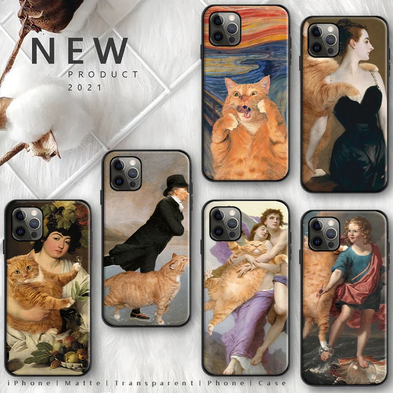 

Phone Case For iPhone 11 12 Mini Pro X XR XS Max SE 2020 6 6S 7 8 Plus Soft touch TPU silicon coque Cute cartoon animal cat