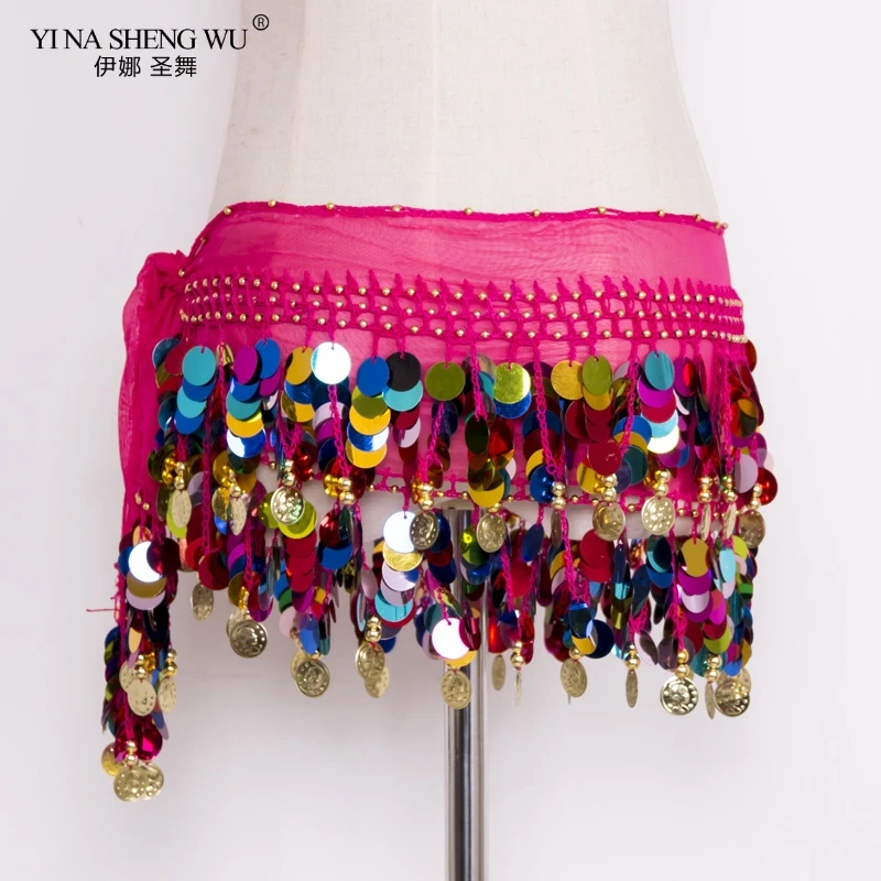 

Belly Dance Costume Ladies Hip Scarf Sequin Belly Dancer Accessories Women Belly Dancing Tassel Wrap Adult Belt Skirt 10 Colors