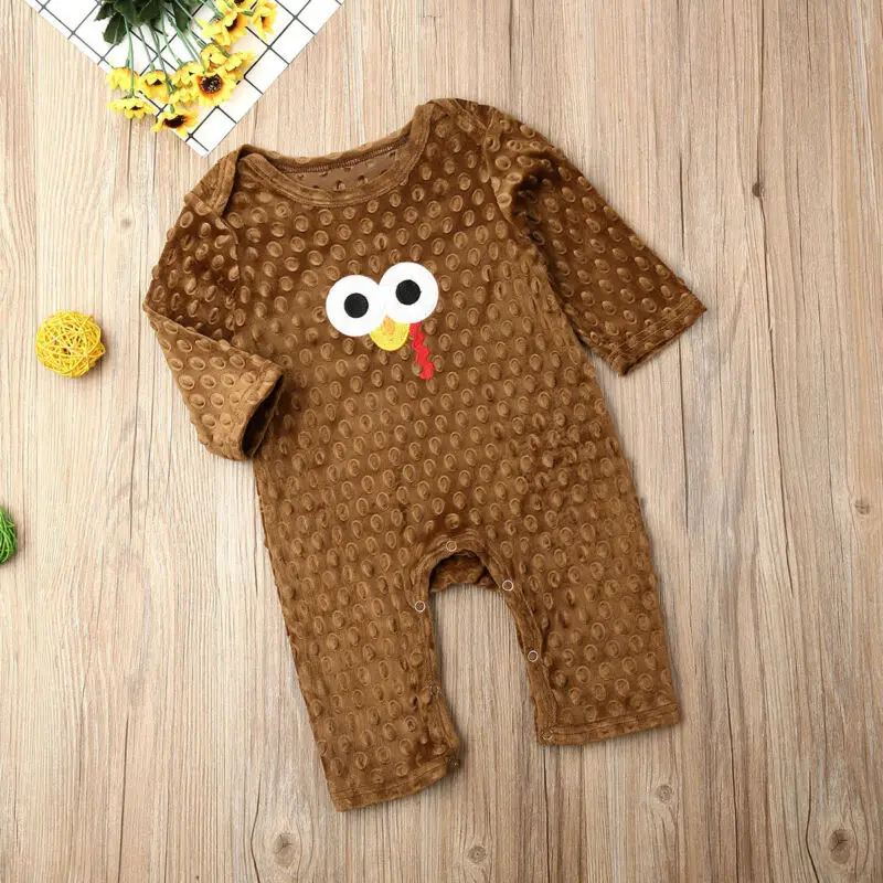 Теплые ползунки индейка с длинными рукавами для маленьких мальчиков и девочек