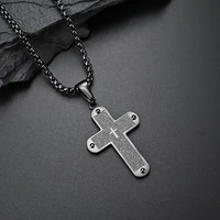 european and american style simple stainless steel titanium plated 18k gold cross pendant couple necklace