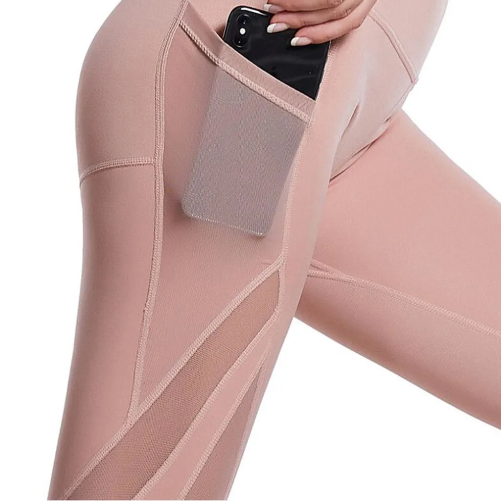 SAGACE European And American Fitness Yoga Pants Women's Pocket Leggings High Waist Sports Exercise Running Jogging Pant | Спорт и