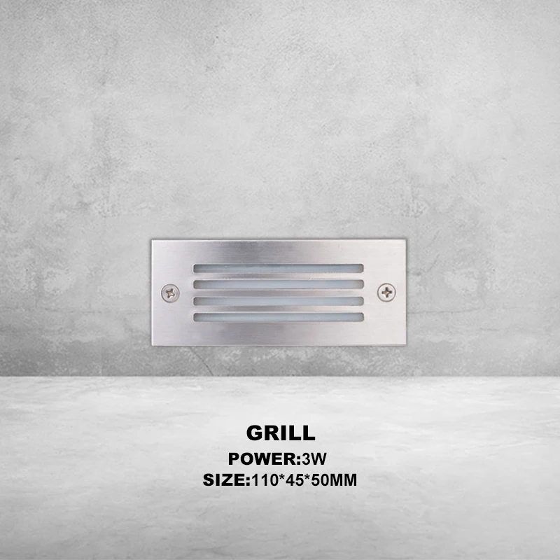 Grill Kenlux уличный светодиодный лестничный светильник, светодиодный ступенчатый светильник s 3 Вт 110 мм, AC85-265V, алюминиевый, внутренний, водонепроницаемый, встроенный, для лестницы, светодиодный настенный светильник - Испускаемый цвет: Grill