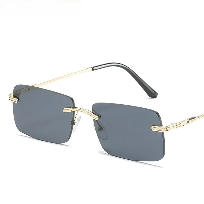 

Солнечные очки без оправы UV400 Мужские и женские, небольшие прямоугольные винтажные аксессуары с прозрачными океанскими линзами с градиенто...
