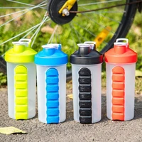 700ml protain powder shaker water bottles with 7 days medicine storage box gym sports nutrition drinking bottle