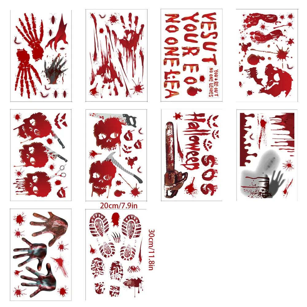 Хэллоуин ужас кровь руки нога череп двухсторонняя печать ПВХ статическая