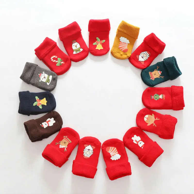 Рождественские детские носки для девочки мальчика нескользящая подошва теплые