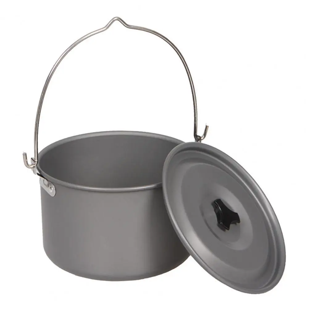 Outdoor Picnic Walking Aluminum Alloy Big Hanging Pot Pan Kettle with Mesh Bag
