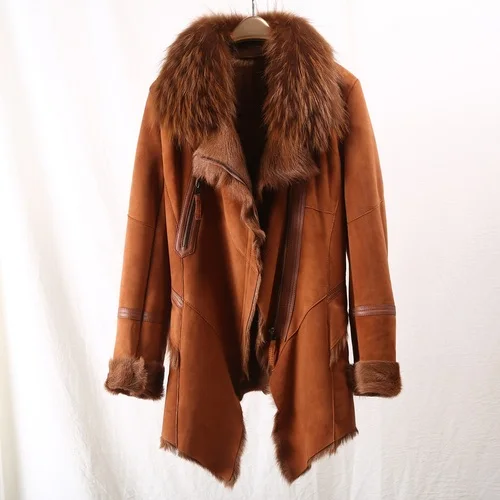 9-raccoon dog fur Природный натуральный мех, пальто, женская шерстяная куртка из натуральной кожи, осенне-зимнее пальто, женская одежда, винтажные двойные Топы ZT4212 - Цвет: 9-raccoon dog fur