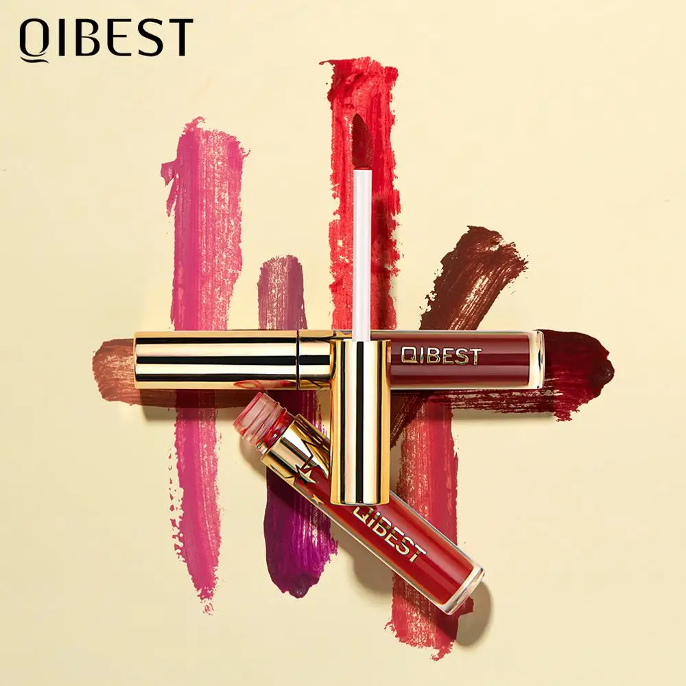 

QIBEST Lip Gloss Lips Makeup Lipstick Liquid Makeup Pigment 24 Colors Long Lasting Matte Lipgloss maquiagem Lip Tint Cosmetics