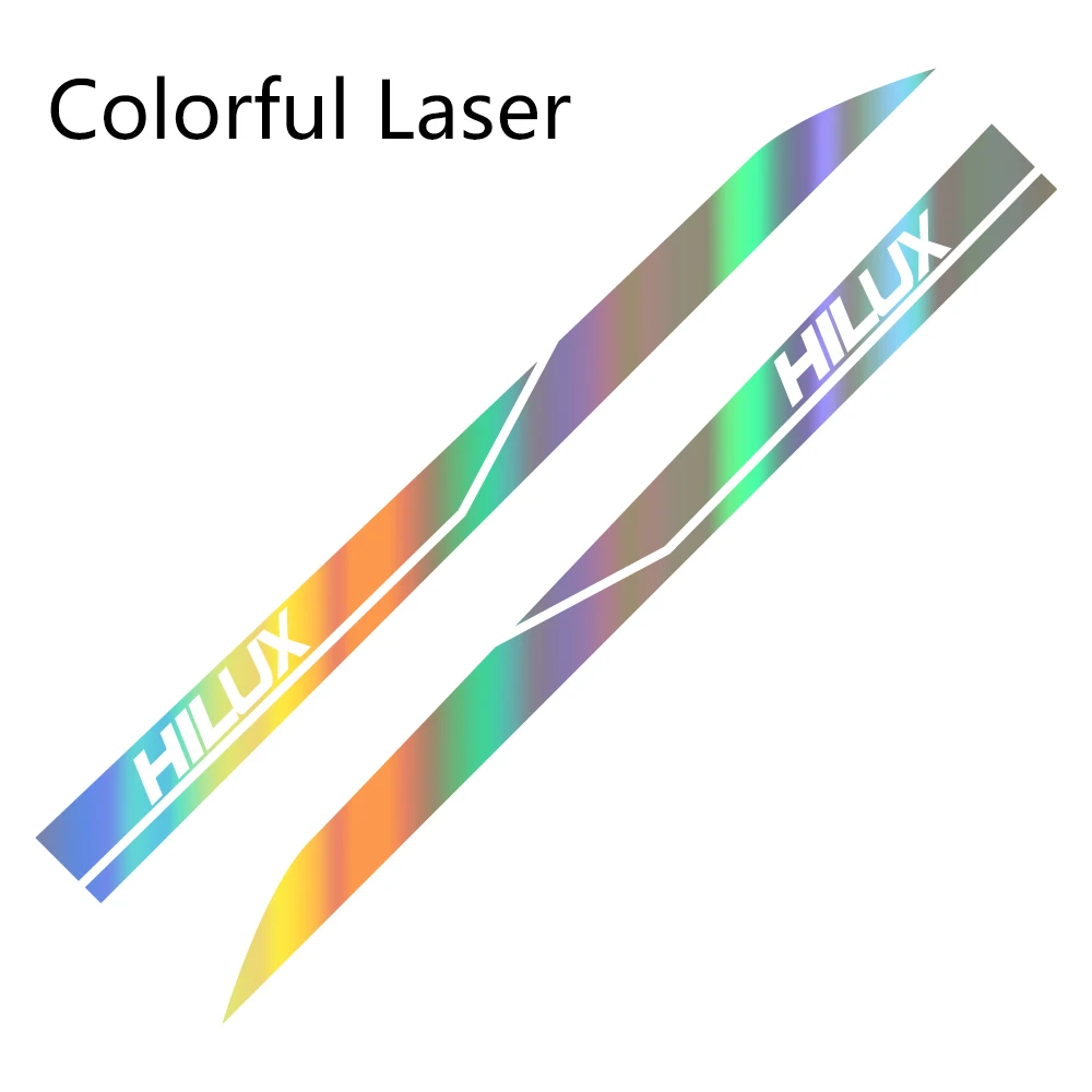 Colorful Laser 2 шт. боковые наклейки на двери автомобиля для Toyota Hilux Revo Vigo Автомобильная виниловая пленка DIY Наклейка спортивный стиль автомобильные принадлежности для тюнинга - Название цвета: Colorful Laser