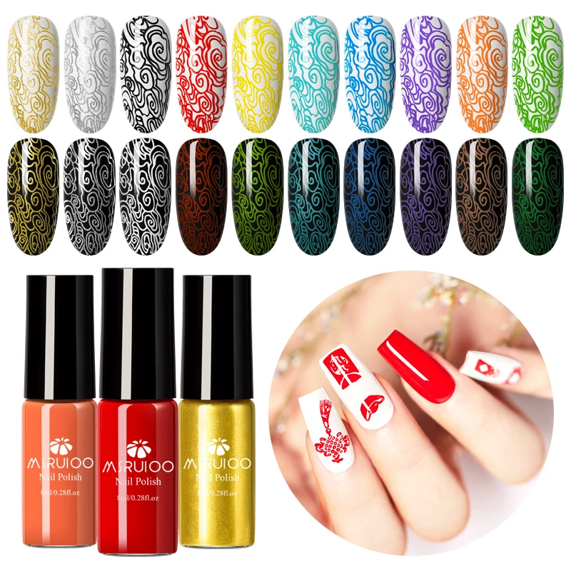 MSRUIOO 8 мл Гель лак для ногтей черно белый штамп печать масло УФ отмачиваемый