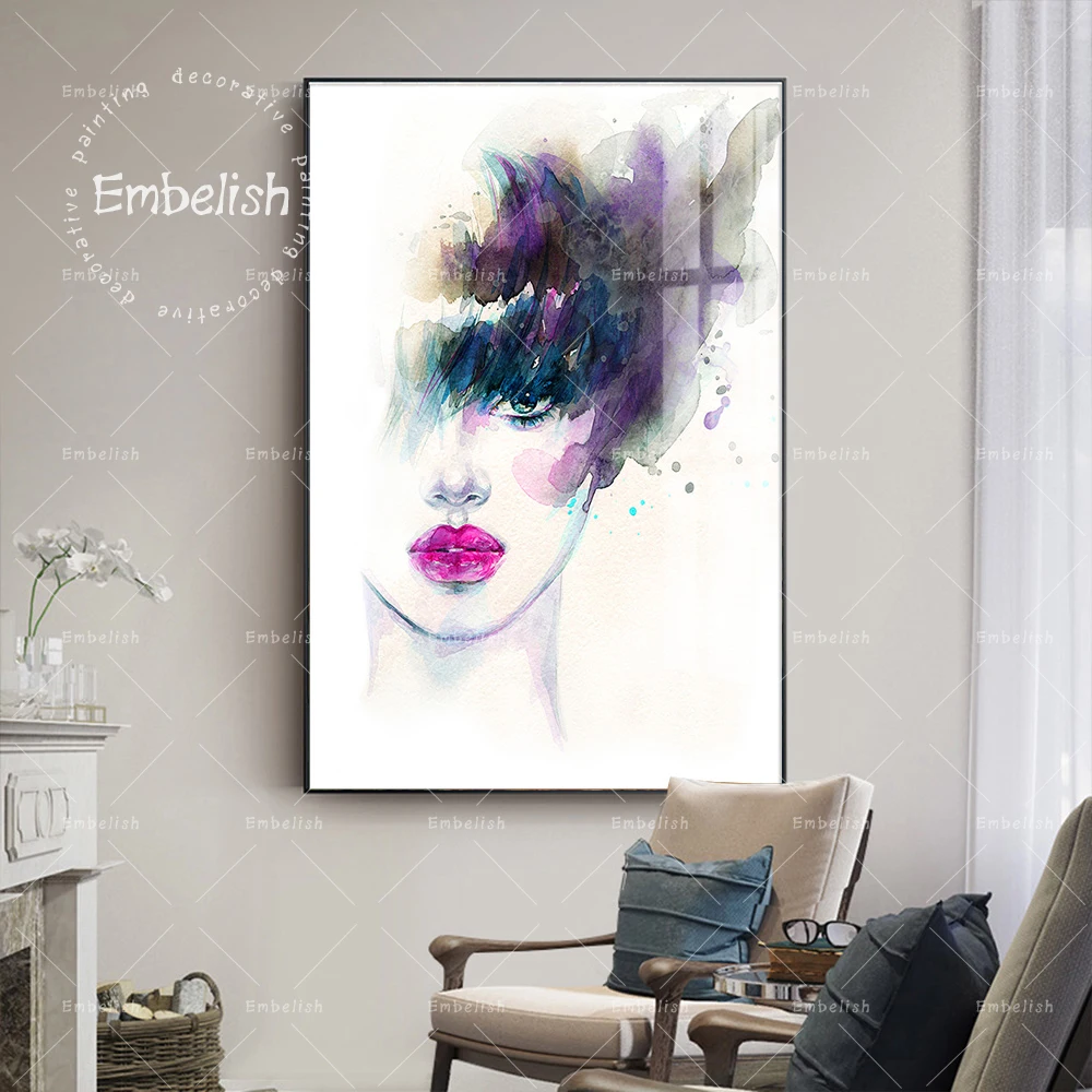 

Embelish 1 Pieces Creative Abstract Woman Face Modern Home Decor Pictures For Living Room Wall Posters HD Print Canvas Paintings