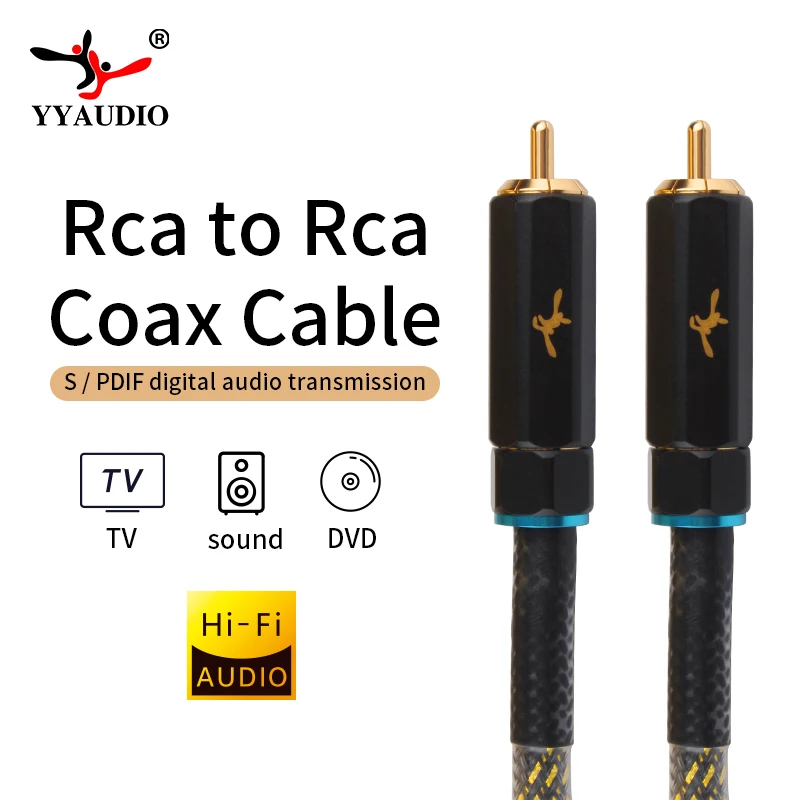 Фото Кабель RCA в RCA, цифровой коаксиальный аудиокабель, кабель сабвуфера, стереоразъем SPDIF «папа» для усилителя телевизора, Hi-Fi сабвуфера Toslink №1