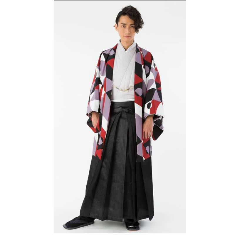 

Japanese Kimono Samurai Cardigan Crotch Pans Haori Clothing Yukata Wedding Festival Costume Formal Kimono Suit For Men