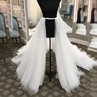 Съемная юбка для свадебного платья, четырехслойная Тюлевая юбка со шлейфом спереди и разрезом, со съемным шлейфом для невесты