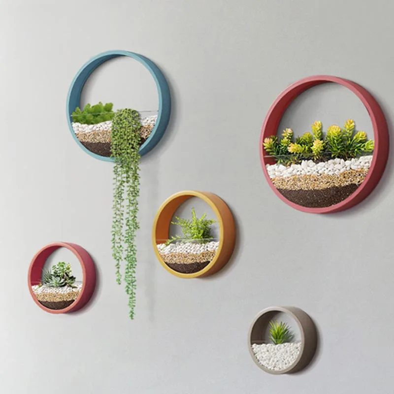 Круглые Железные настенные плантаторы современные стеклянные сочные для