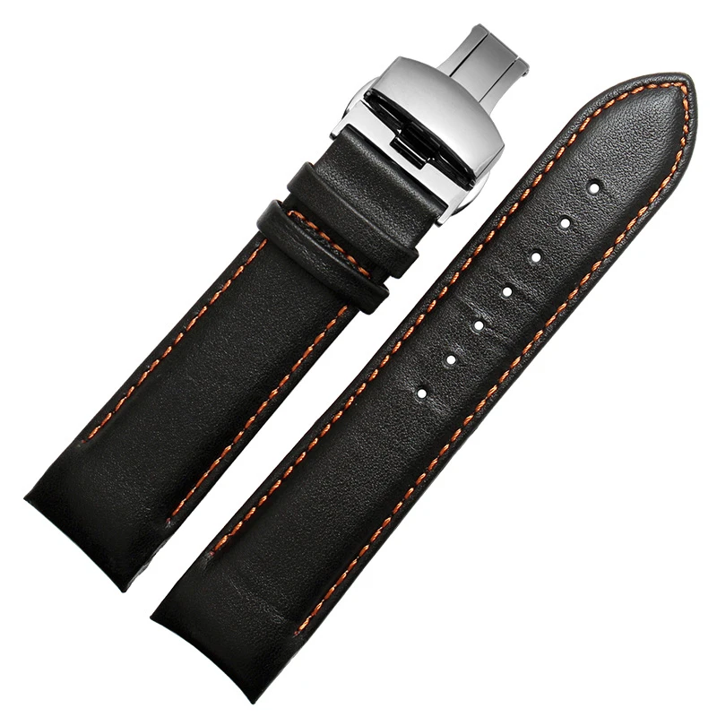 curved end Genuine Leather Watchband Belt For Tissot T035 Watch Strap T035627A/T035407A Bracelets Replacement 22mm 23mm 24mm