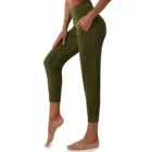 Женские эластичные штаны для йоги с высокой талией, облегающие штаны до середины икры, женские спортивные Леггинсы для спортзала, бега, йоги