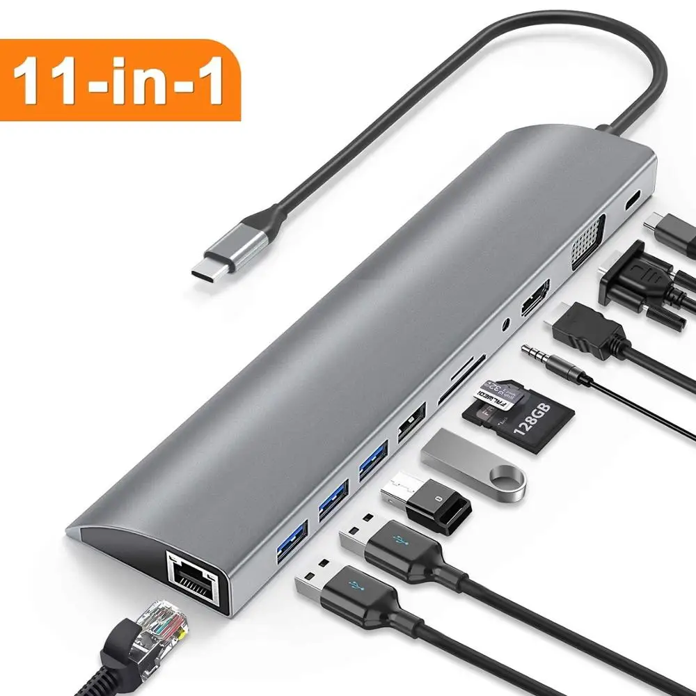 

USB-разветвитель DUPILINK, USB Type-C/3,0, HDMI, RJ45, Lan usb-хаб