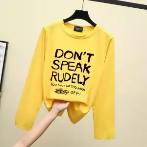 

Fashion Long Sleeve Letter Print tshirt women Men Casual Knitted O-Neck streetwear Girls harajuku white top Looser Tee 6Coiors