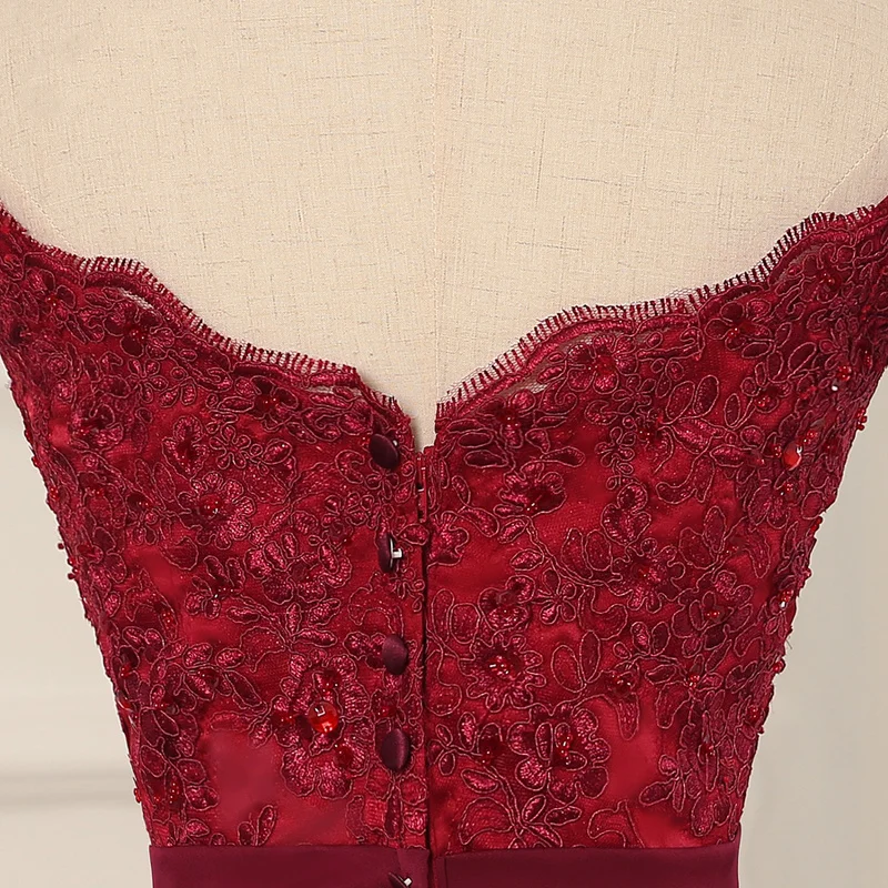 Женское вечернее платье с юбкой годе длинное Бордовое открытой спиной и