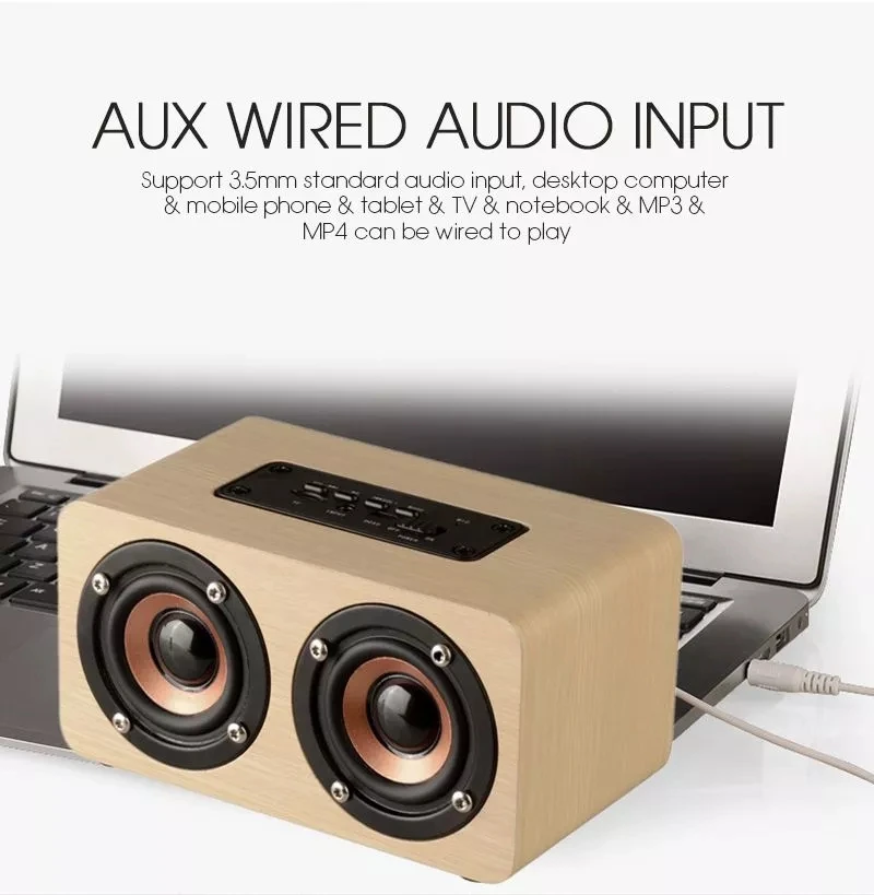 Портативная деревянная колонка с Bluetooth hi fi стереозвук 1500 мАч ручной работы ретро