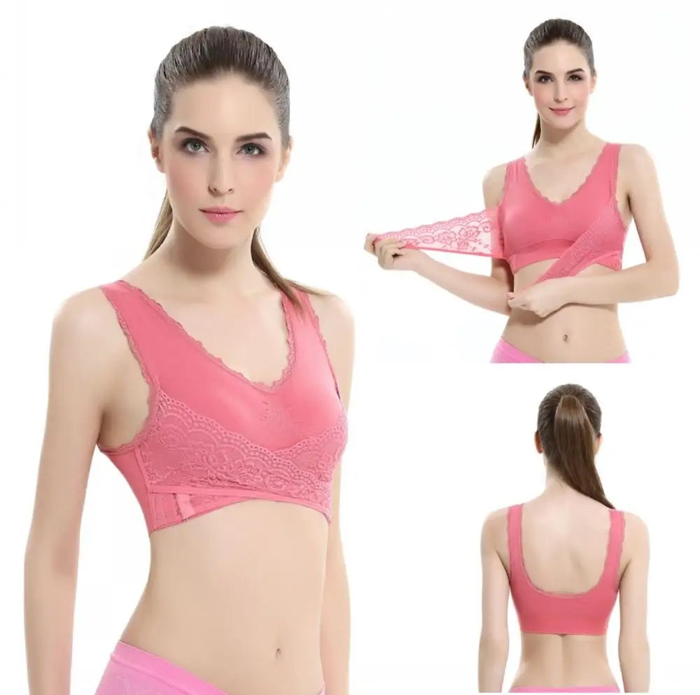 Женский спортивный бюстгальтер для фитнеса и йоги мягкий пуш-ап Кружевной