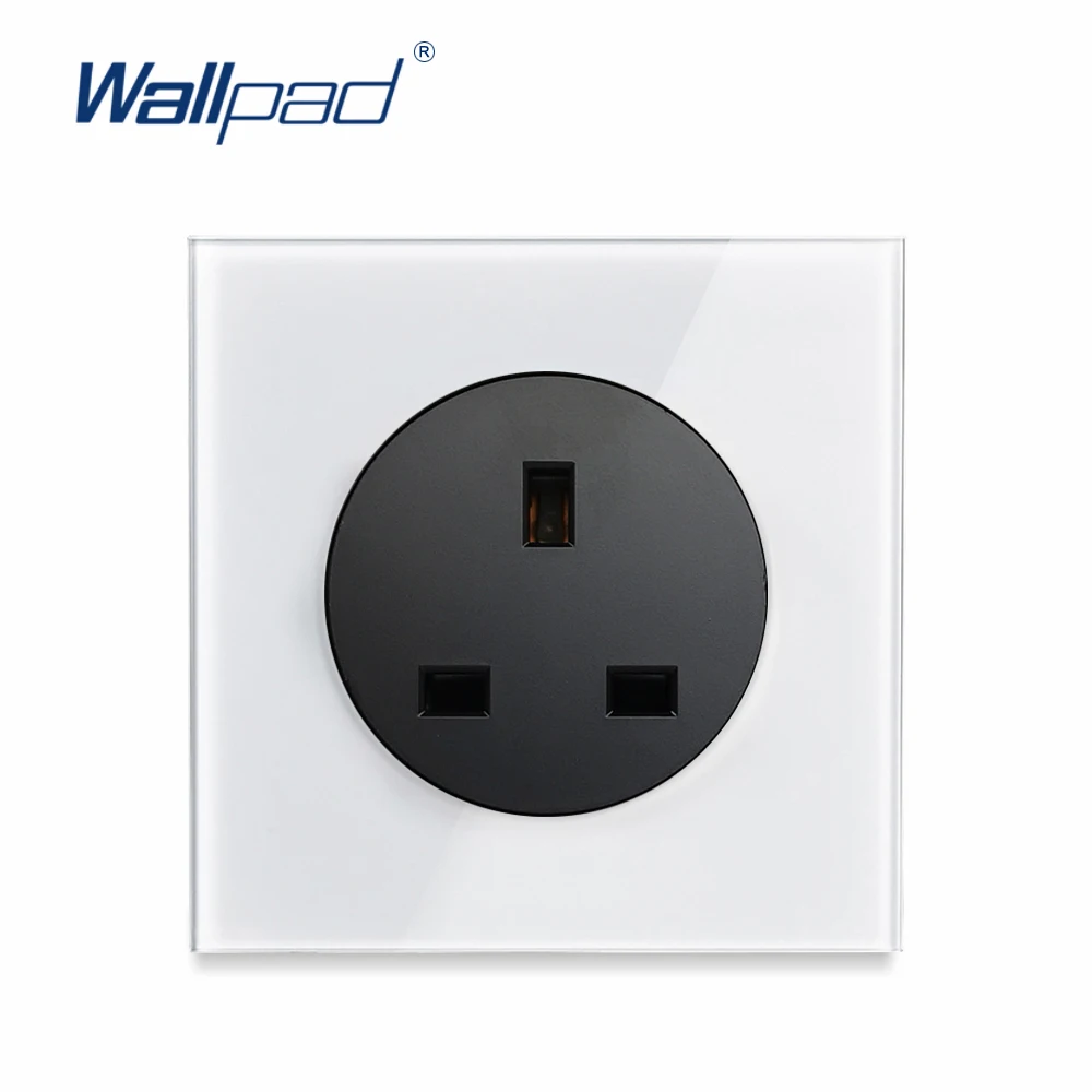 Black Module Wallpad L6 белое стекло 13A Великобритания электрика настенная розетка 3 плоских Pin розетка питания с защитой детей - Тип: Black Module