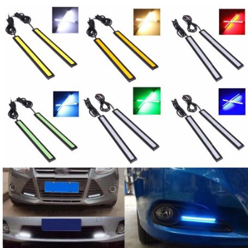 

2PCS White Ice Blue Red Green Pink Purple Ultra Thin 14CM Waterproof COB LED DRL Fog Daytime Driving Running Light Lamp 12V DC