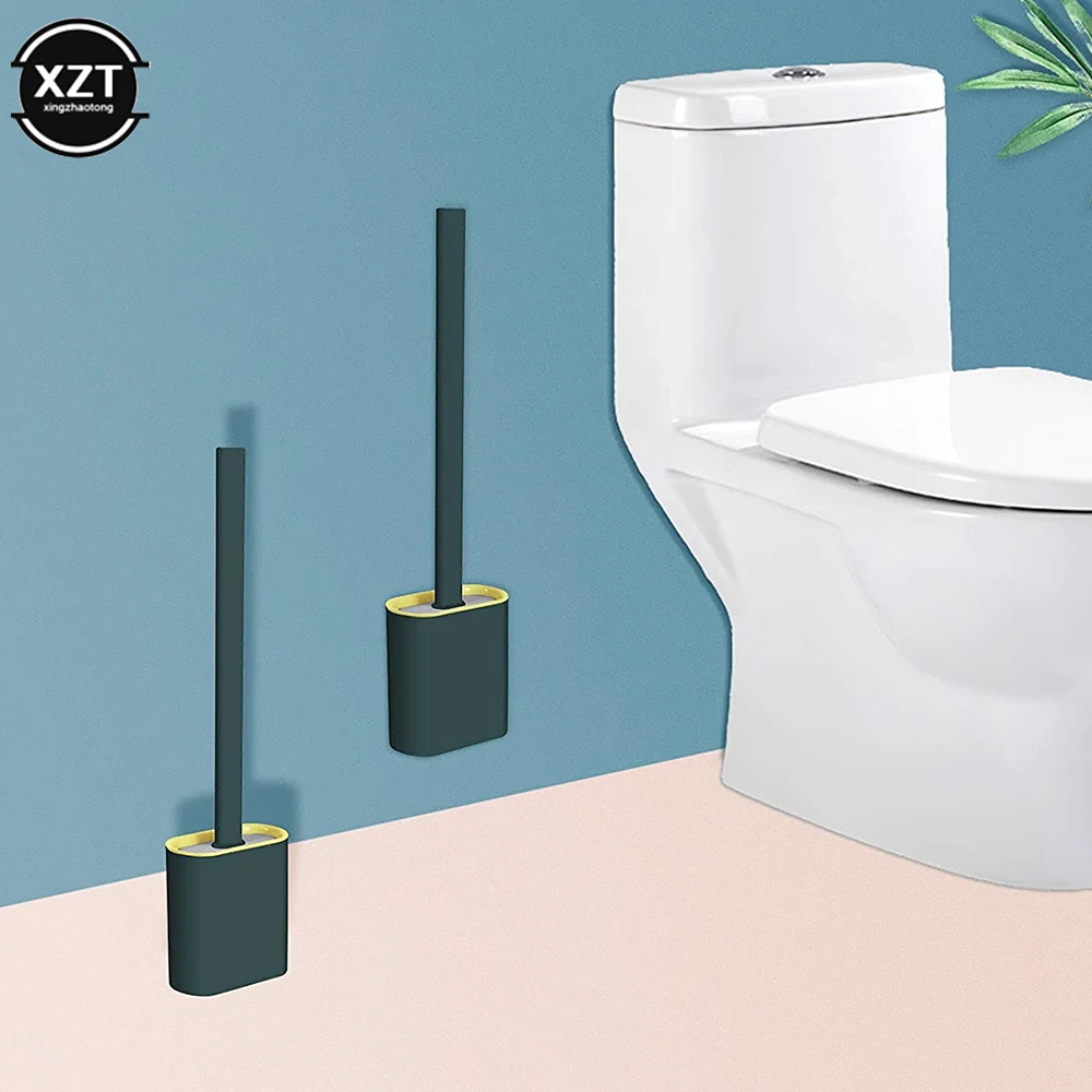 Мягкая силиконовая щетка для унитаза с быстросохнущим держателем | Дом и сад