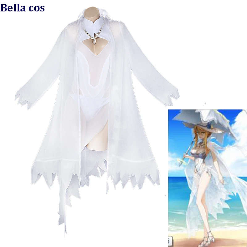 Fate Grand Order Altria Pendragon косплей костюм белый купальник бикини платье Купальник аниме