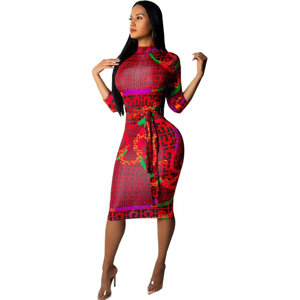 

2020 women's plaid long-sleeved dress nightclub dress with belt