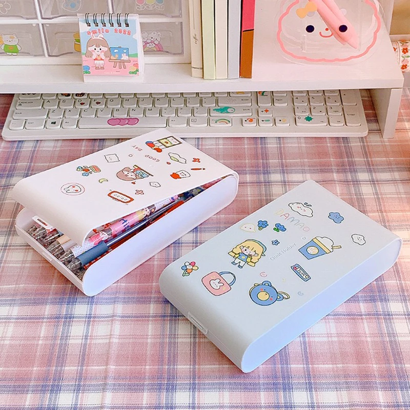 

Корейский креативный чехол для карандашей, Большой Вместительный раскладной чехол для карандашей, студенческий пластиковый чехол для кара...