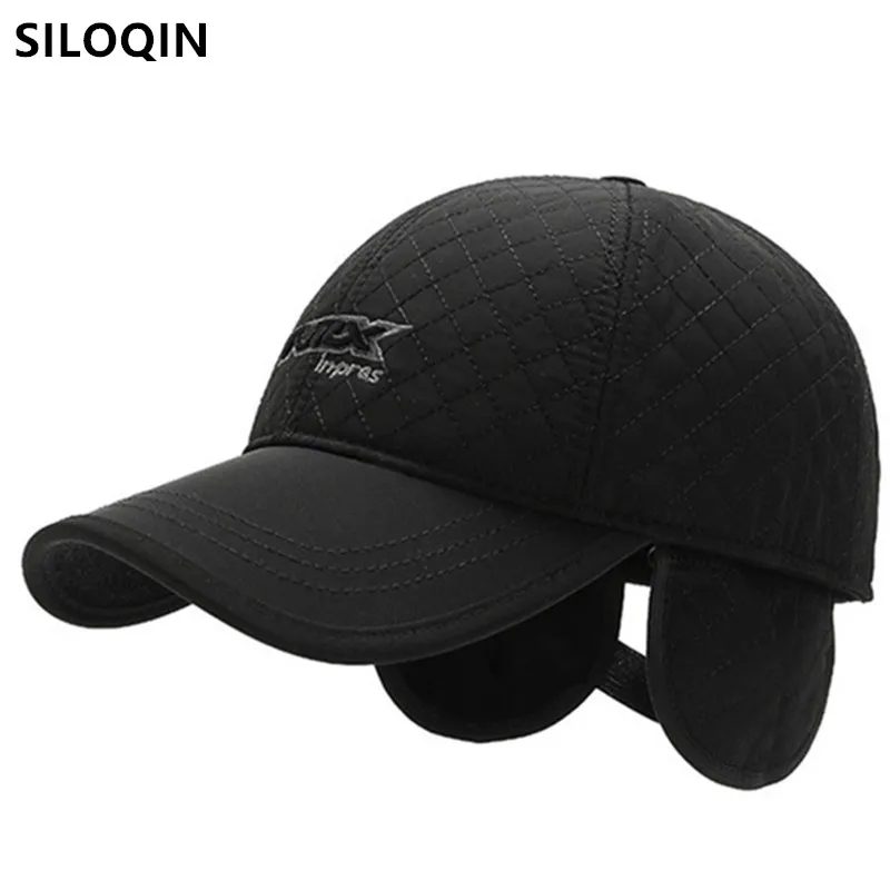 

SILOQIN Adjustable Size Men's Winter Warm Earmuffs Hat Plush Thick Baseball Cap Snapback Cap Male Bone Casual Sports Cap Dad Cap