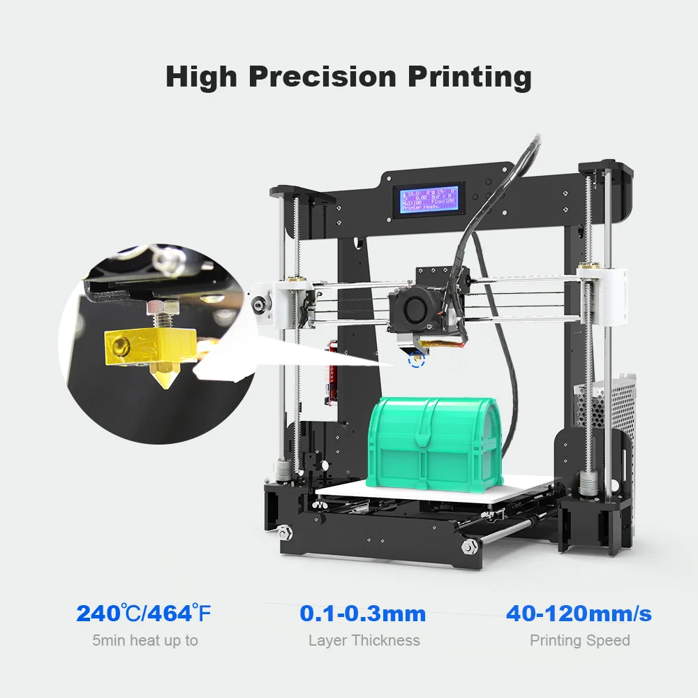Классический 3D принтер Anet A8 Prusa I3 с нитью наполнения SD картой и открытым исходным