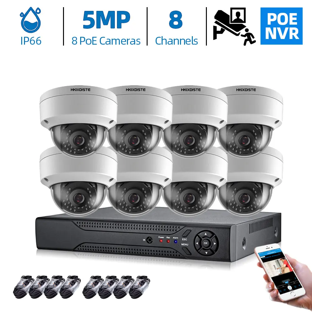 

2592*1944 POE NVR Kit 5.0MP HD CCTV Security camera System Human Face monitor IP Camera P2P In/Outdoor Video Surveillance System
