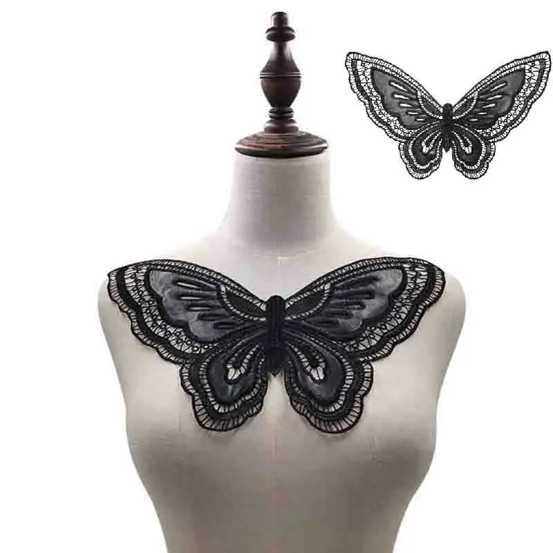 Женские кружевные нашивки с бабочками тканевая вышитая аппликация вырезом