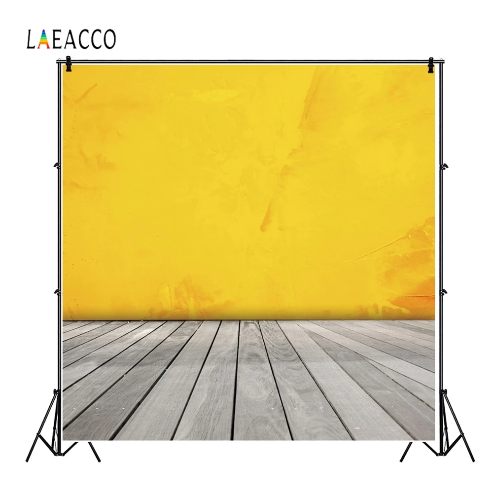 Laeacco однотонные Цвет желтый стена деревянный пол ребенка День рождения фон для