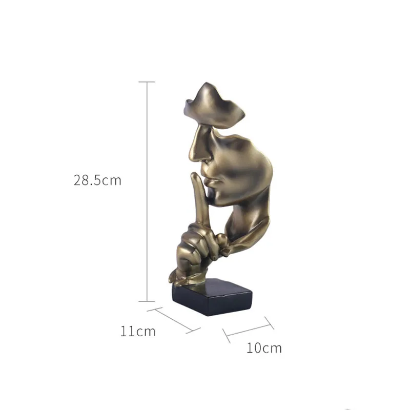 

Euro Abstract Silence Is Gold Statue Resin Figurine for Home Office Modern Art Sculpture Decoration Desk