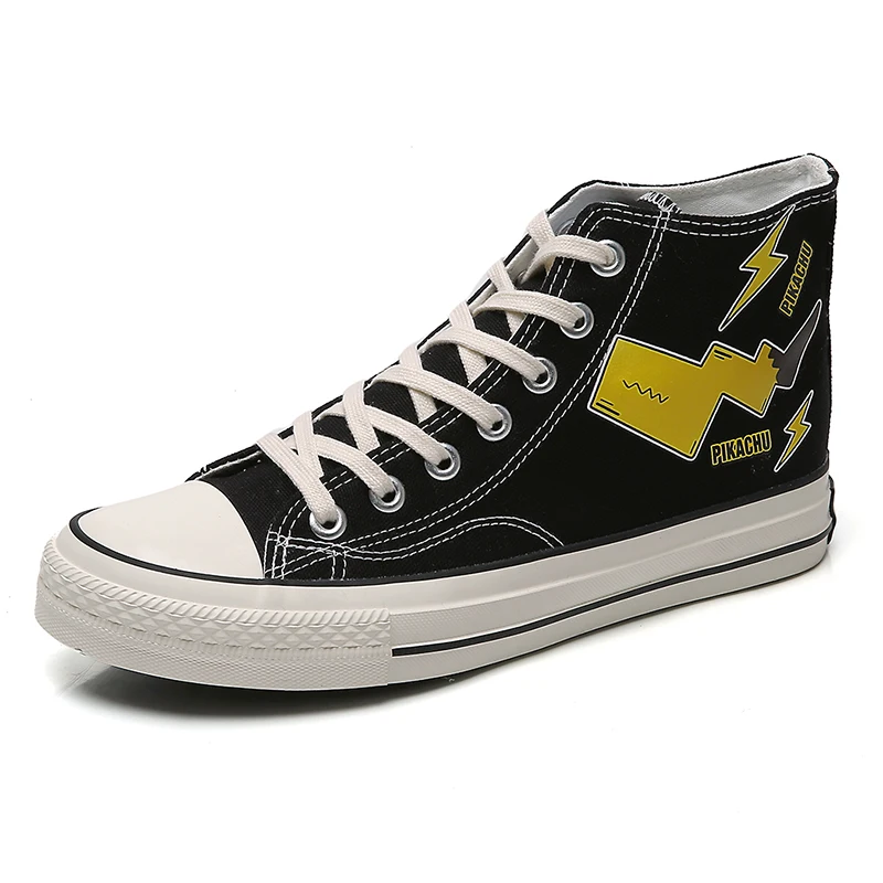 Кеды Pikachu мужские с молнией модные высокие кроссовки мультяшный рисунок черные |